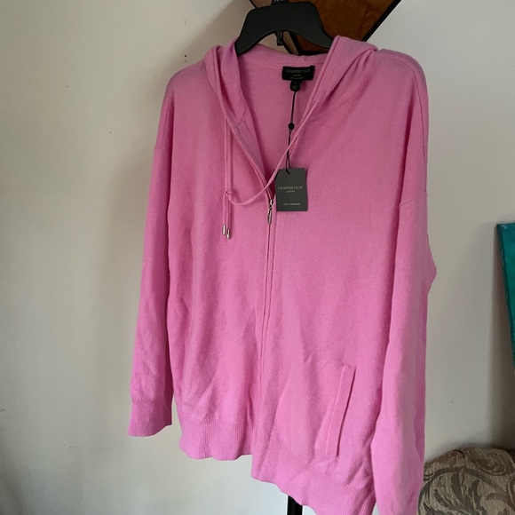 Charter Club Sweaters - NWT Charter Club Pink Cashmere Zip-Up Hoodie